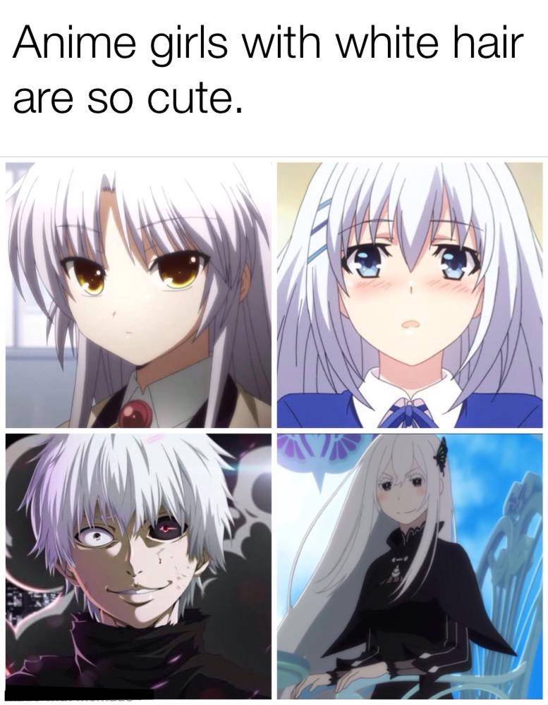 meme karakter anime rambut putih
