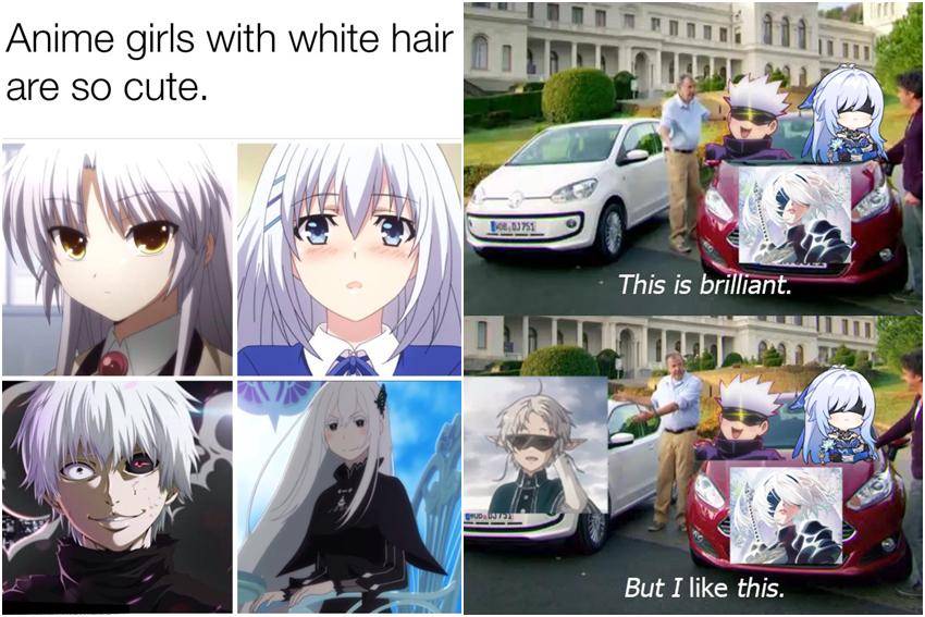meme karakter anime rambut putih