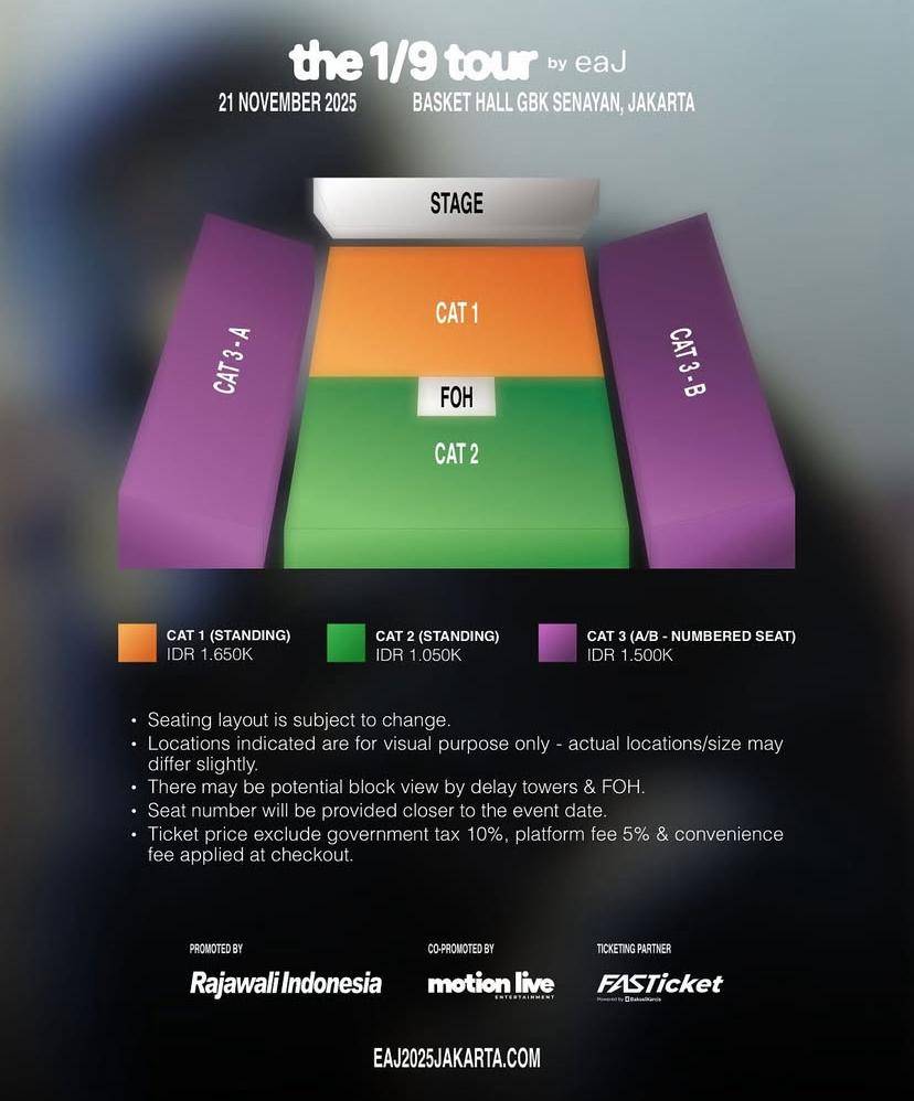 harga tiket konser eaJ “The 1/9 Tour” di Jakarta 2025