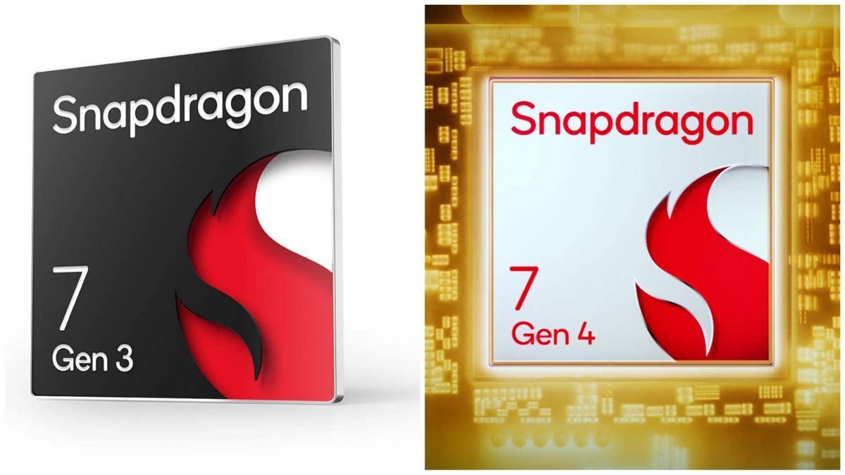 ilustrasi prosesor Qualcomm Snapdragon 7 Gen 3 (kiri) dan Qualcomm Snapdragon 7 Gen 4 (kanan)