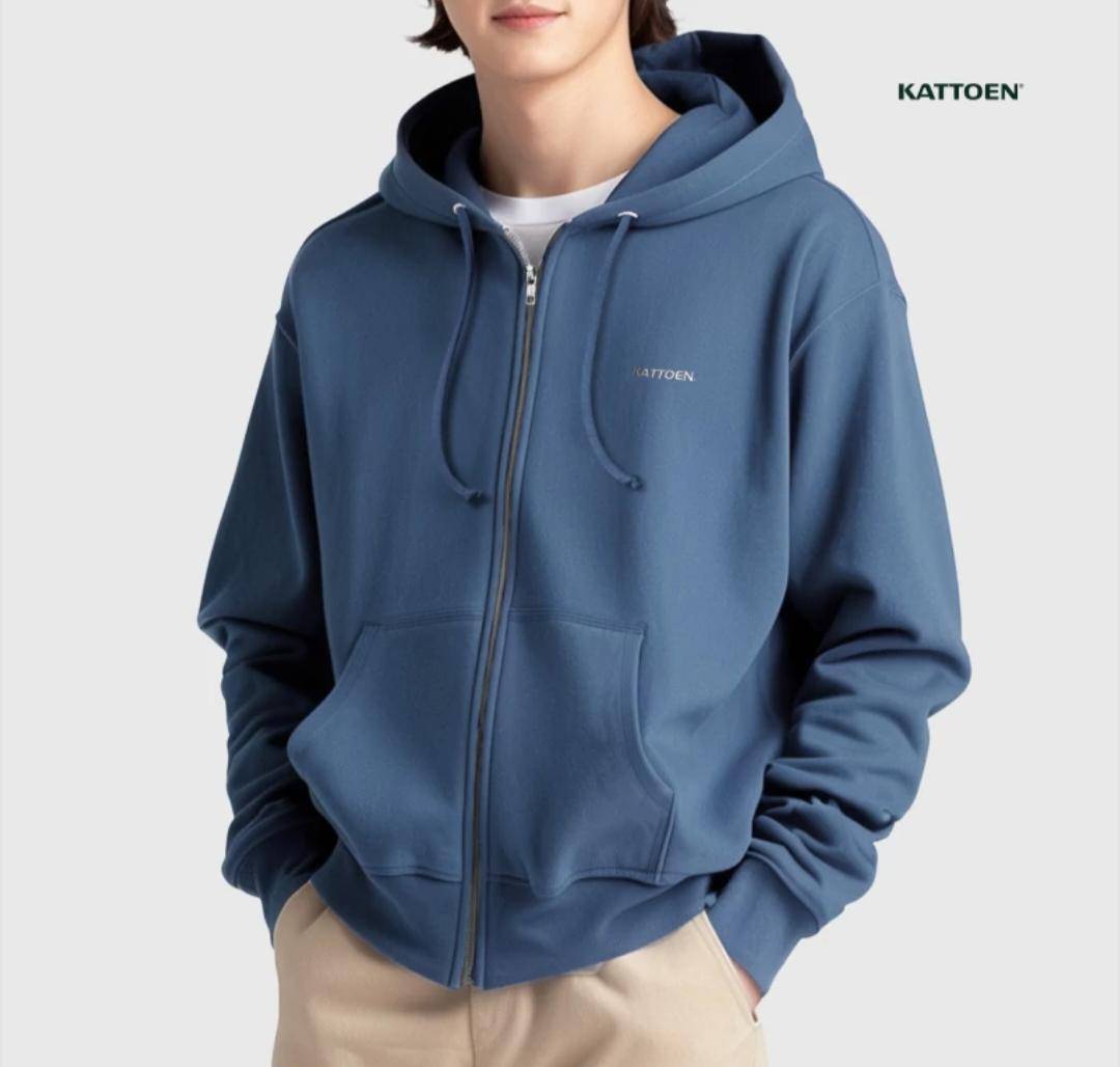 Kattoen Jaket Zipper Hoodie Aegean (kattoen.com)
