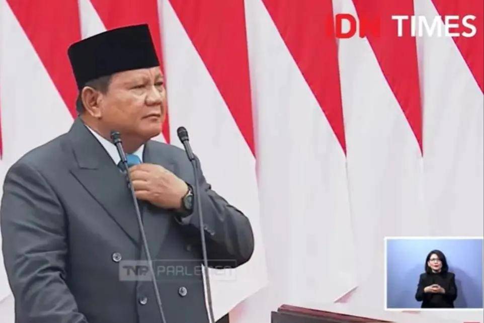 Pidato Kenegaraan Presiden Ri, Prabowo Subianto. (Tangkapan Layar Youtube IDN Times)