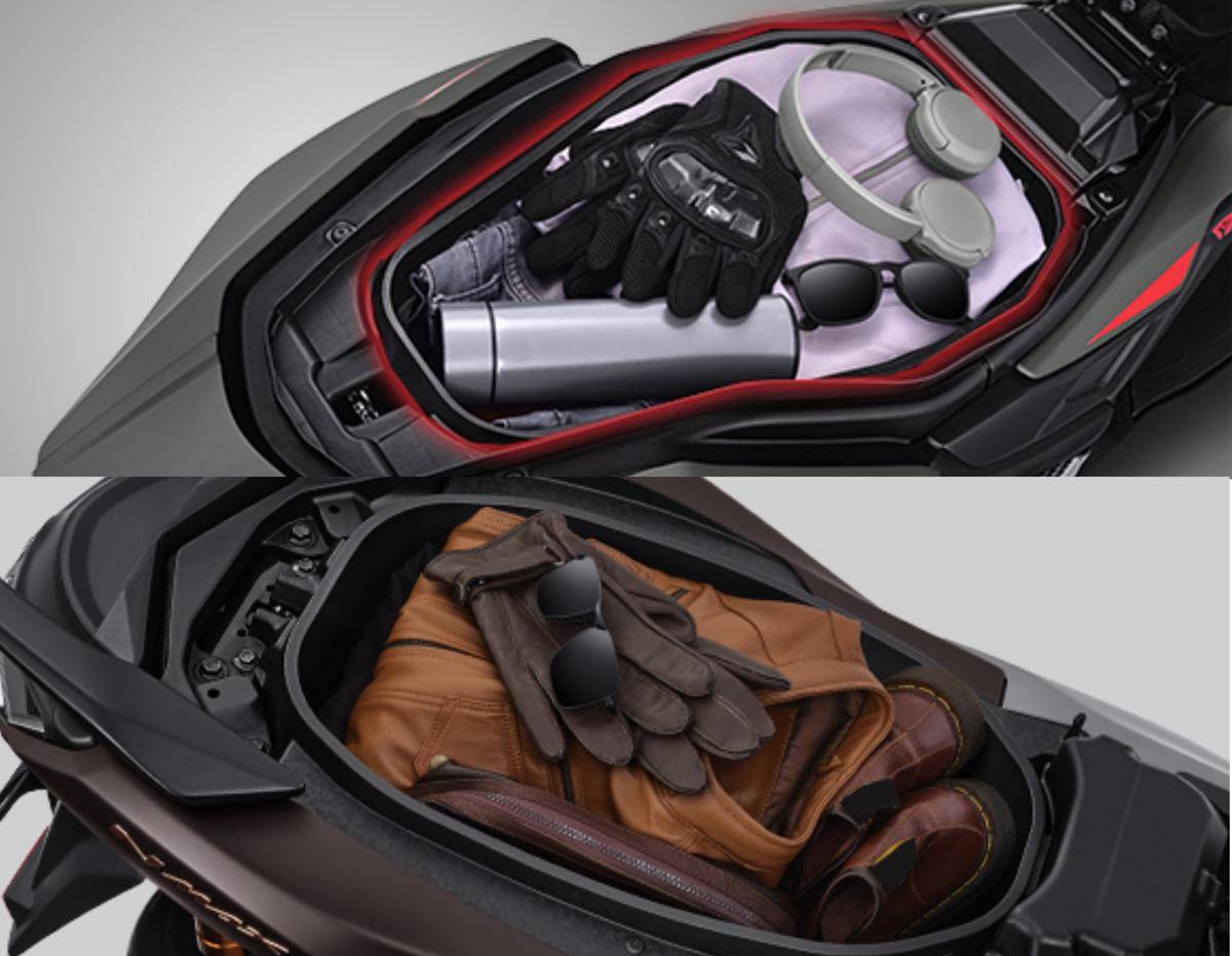 bagasi Yamaha Aerox (atas) | bagasi Yamaha NMAX (bawah) (yamaha-motor.co.id)