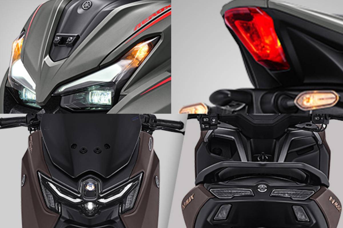 desain lampu Yamaha Aerox (atas) | desain lampu Yamaha NMAX (bawah) (yamaha-motor.co.id)