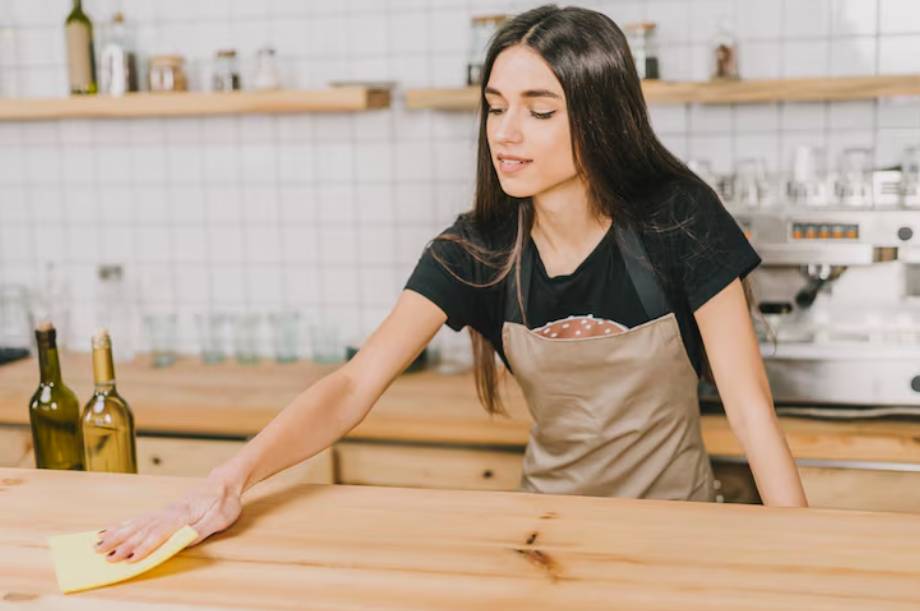 illustrasi membersihkan meja makan kayu (freepik.com/freepik)