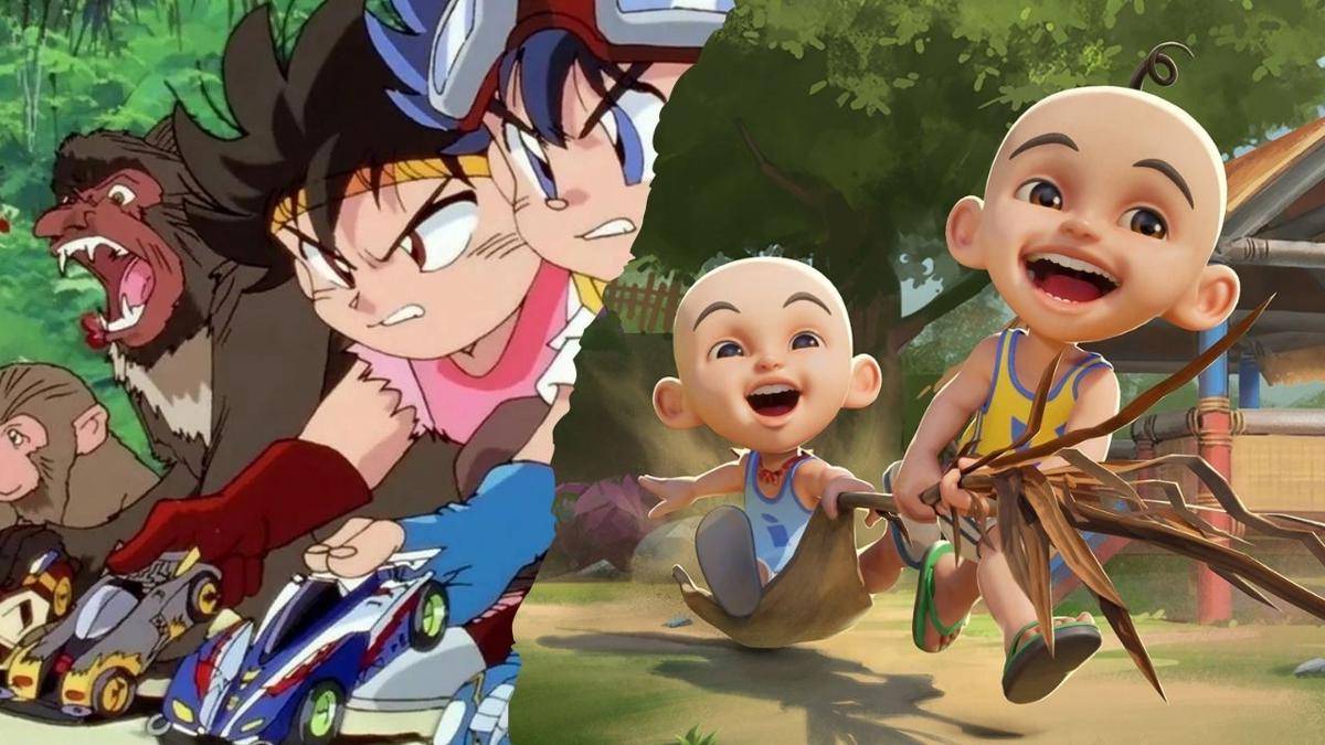 cuplikan Bakusō Kyōdai Let's & Go!! dan Upin & Ipin Universe