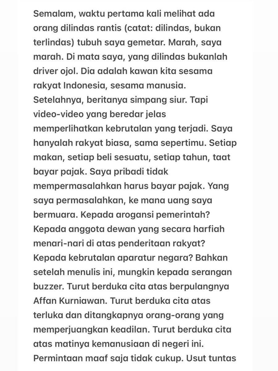seleb suarakan kegeraman pascatragedi ojol dilindas aparat (instagram.com/fiersabesari)