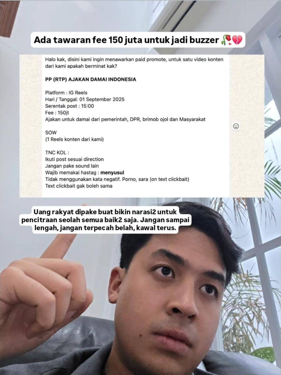 Jerome Polin spill ditawari jadi buzzer dengan fee Rp150 juta