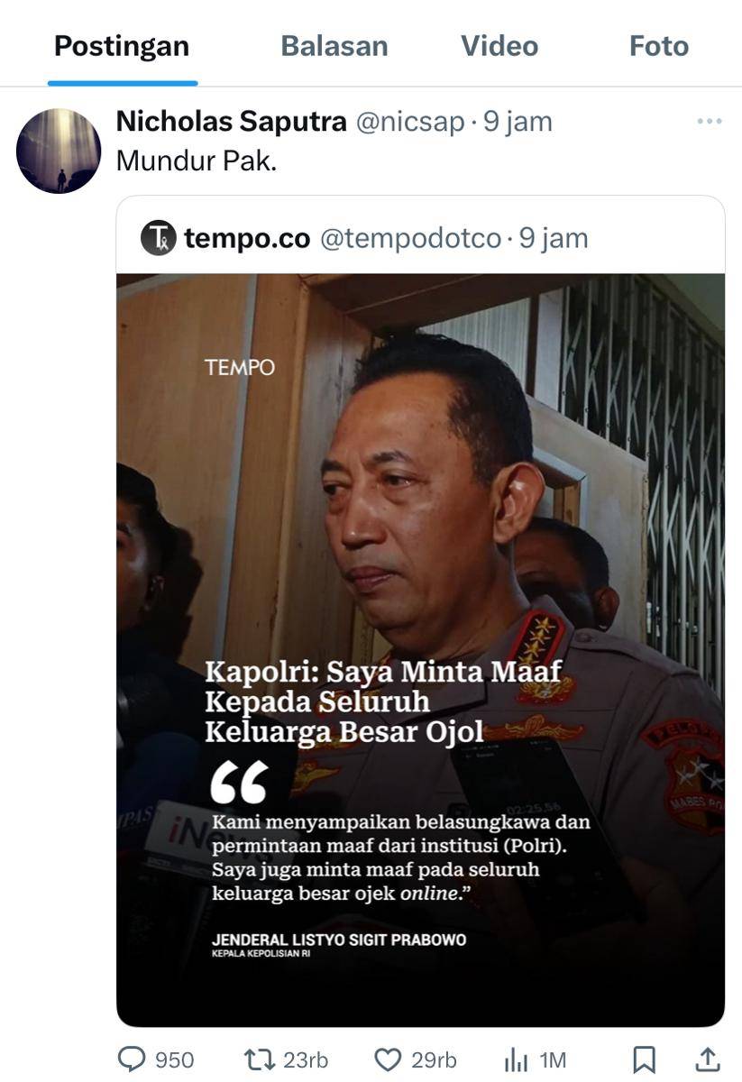 postingan Nicholas Saputra