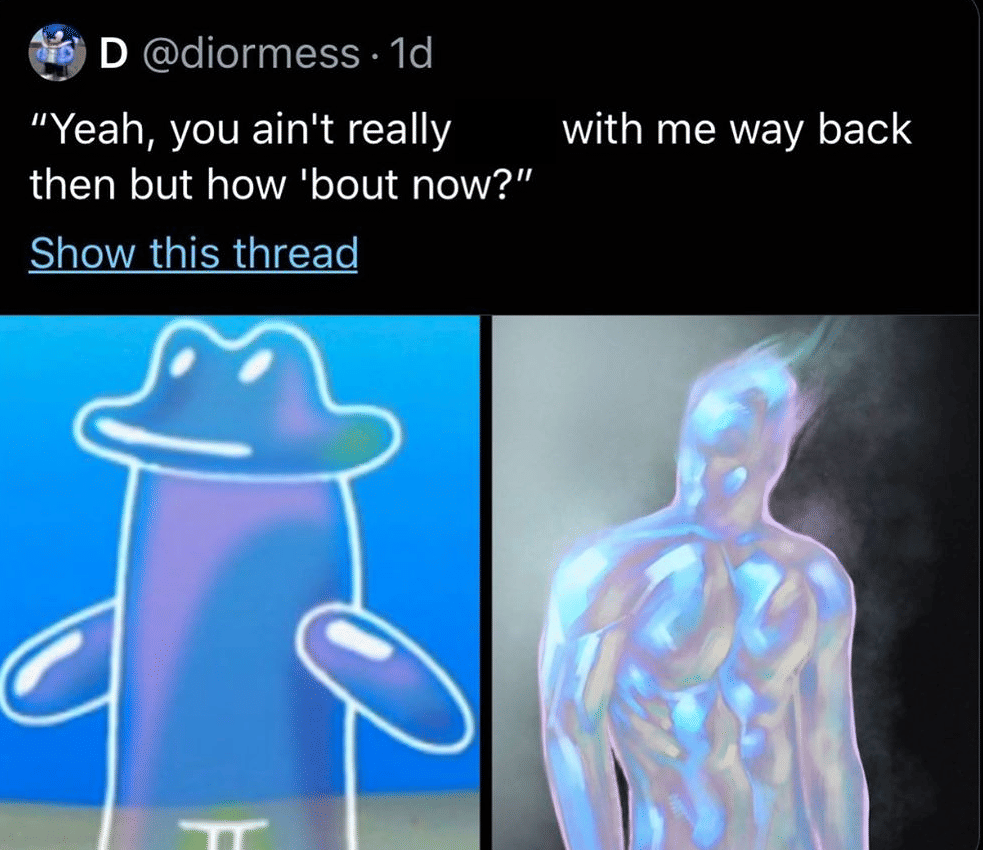 meme SpongeBob glow up