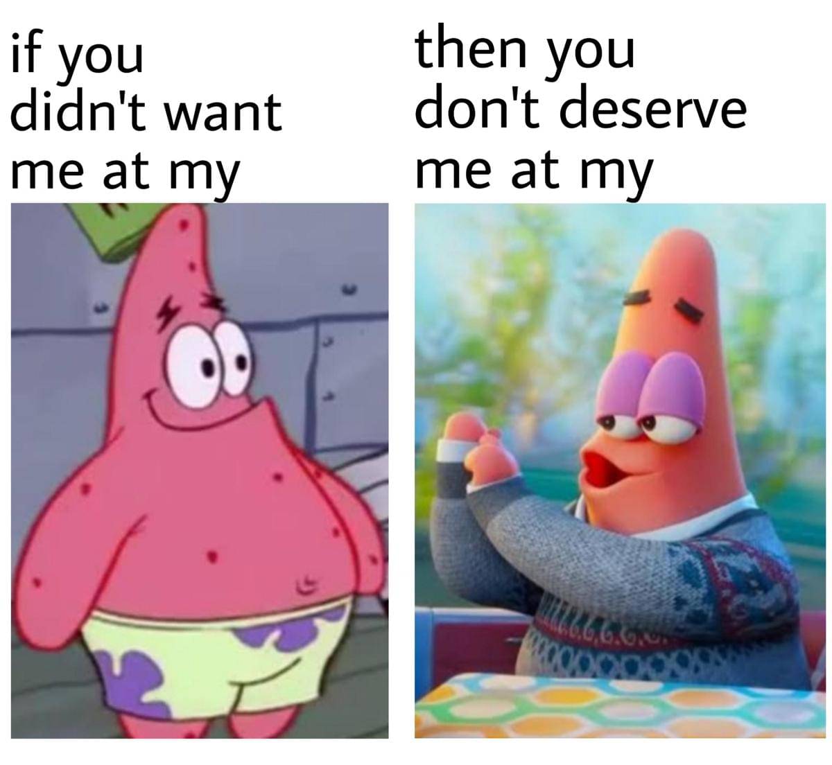 meme SpongeBob glow up