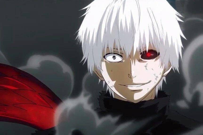 Kaneki menikmati pertarungannya dengan Jason. (dok. Pierrot/Tokyo Ghoul)