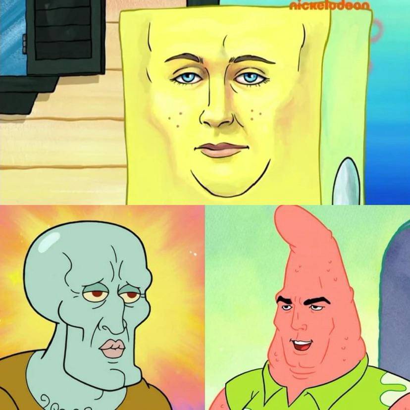 meme SpongeBob glow up