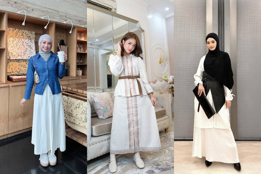 OOTD smart casual dengan rok (instagram.com/adyaasyra | fuji_an | mommy_starla)