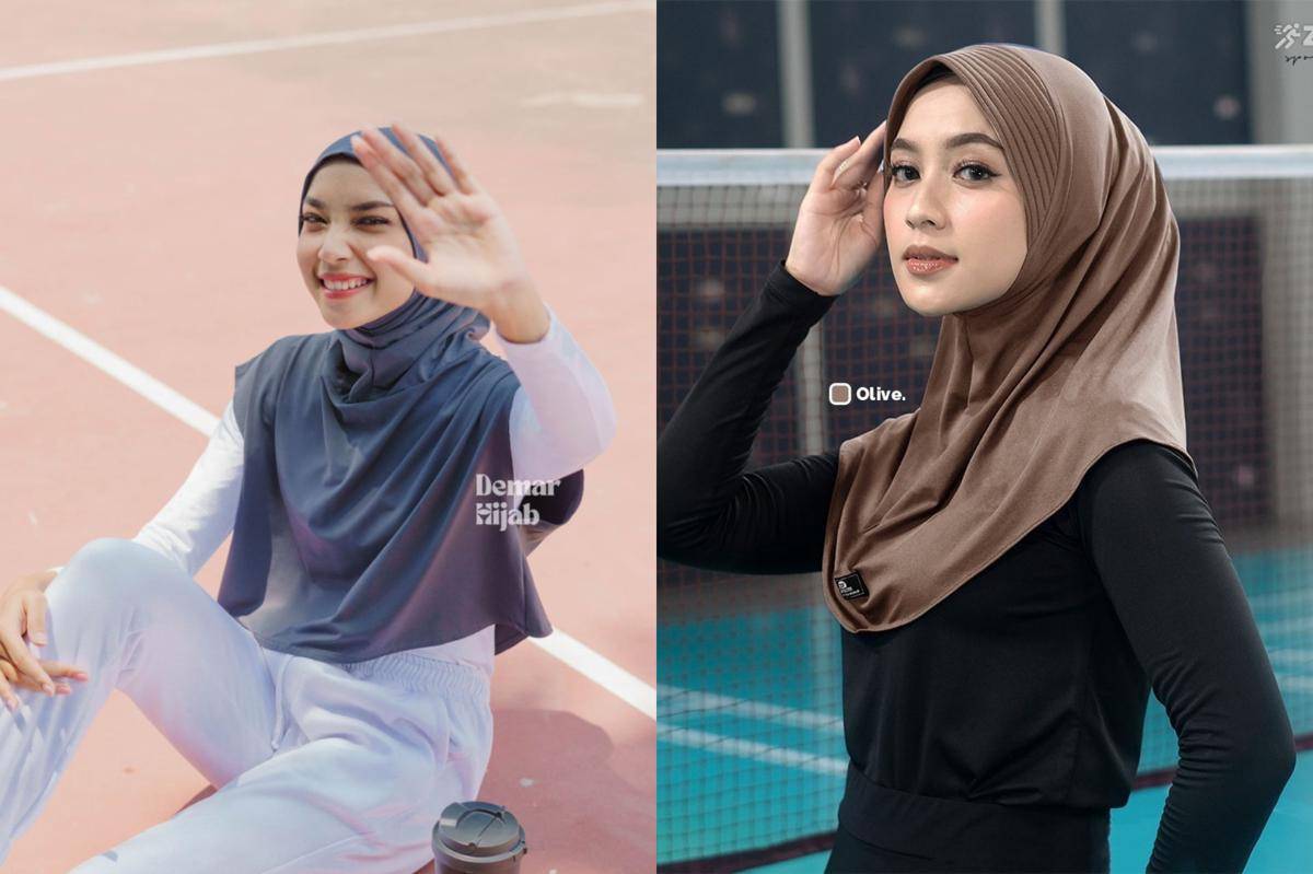 Rekomendasi sport hijab lokal di bawah Rp100 ribu (shopee.co.id/Demar Hijab Official Shop | shopee.co.id/Zaneva Official Shop)