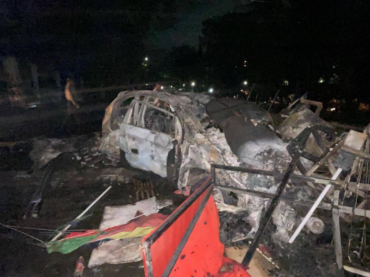 Kerusakan oleh massa di Bandung saat melakukan aksi demonstrasi.