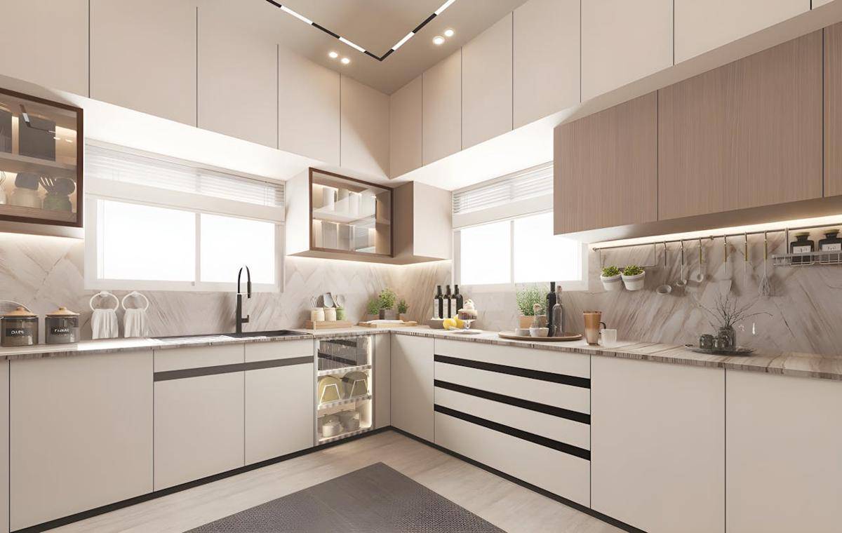illustrasi kabinet dapur dengan pintu kaca dan kayu (pexels.com/The Ghazi)