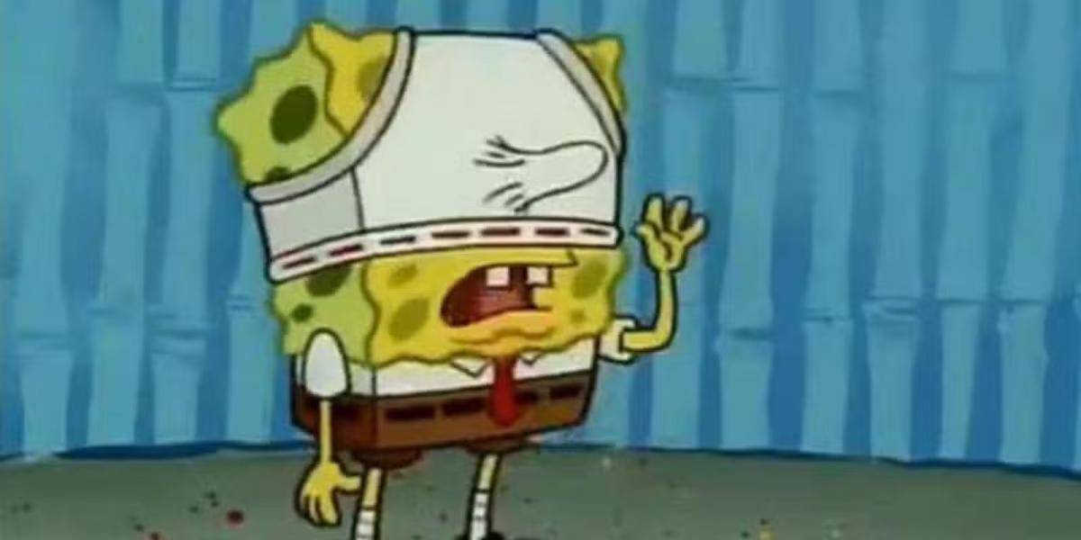 SpongeBob pakai celana dalam di kepala