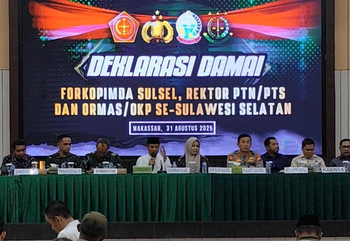 Deklarasi Damai Forkopimda Sulsel, Minggu (31/8/2025)/Istimewa