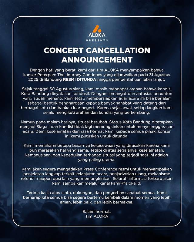 konser Peterpan: The Journey Continues di Bandung resmi ditunda