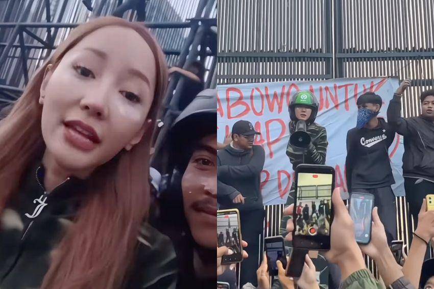 potret Lucinta Luna ikut aksi demo di DPR