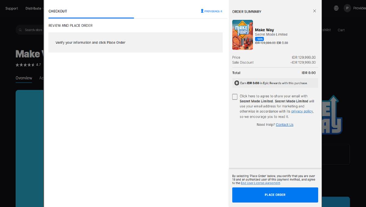 tampilan klaim game di Epic Games Store