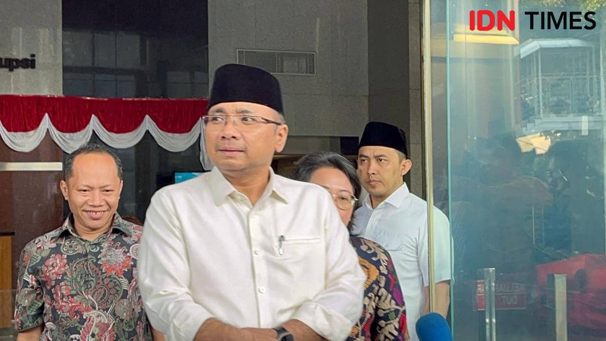 Mantan Menteri Agama Yaqut Cholil Qoumas diperiksa KPK. (IDN Times / Aryo Damar)