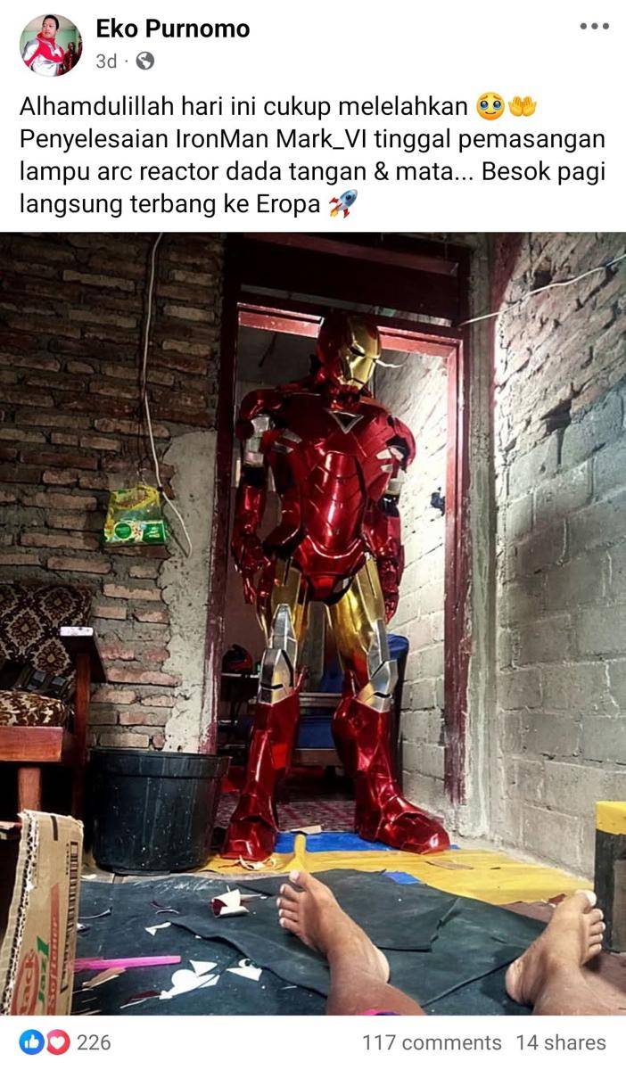 potret Iron Man yang viral di media sosial