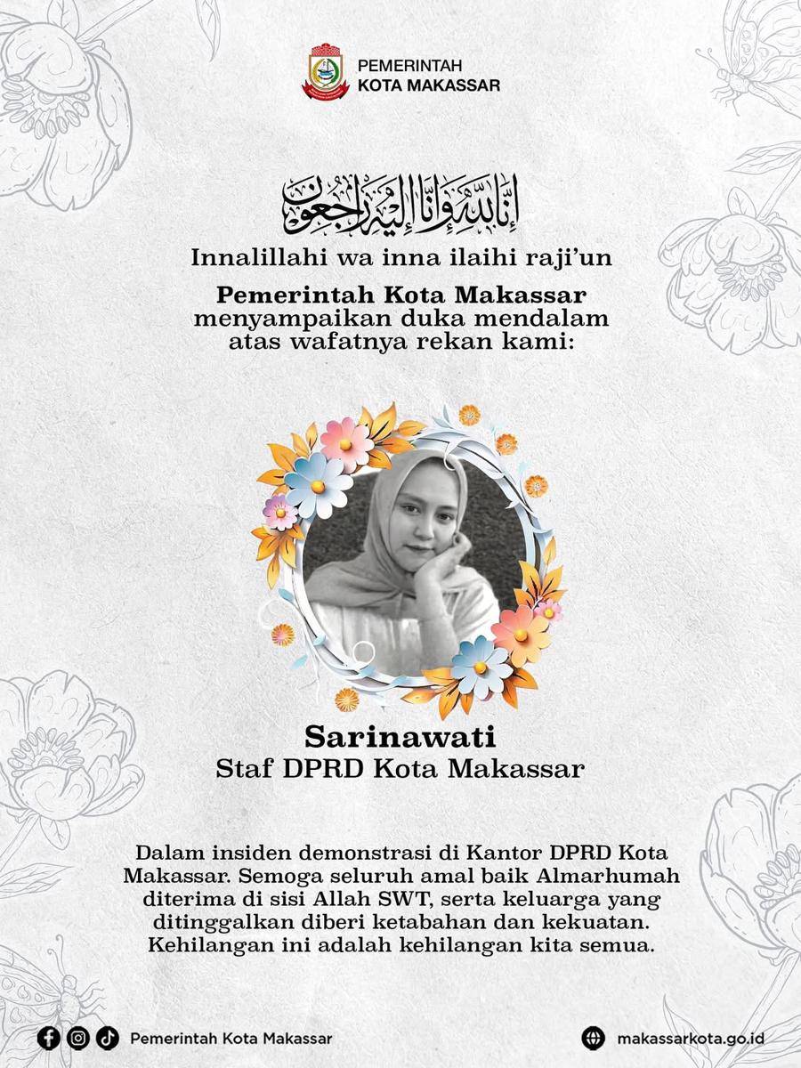 Ucapan belasungkawa dari Pemkot Makassar/Instagram: Munafri Arifuddin