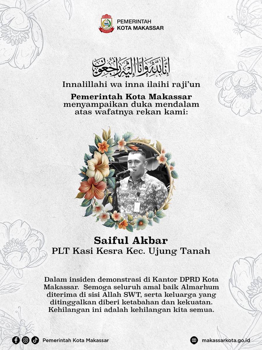 Ucapan belasungkawa dari Pemkot Makassar/Instagram: Munafri Arifuddin