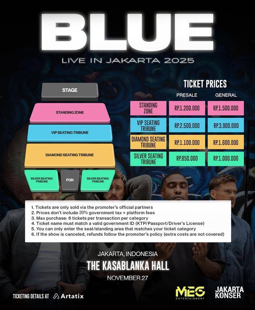 harga tiket konser BLUE di Jakarta 2025