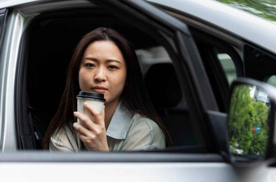 ilustrasi tenang di dalam mobil