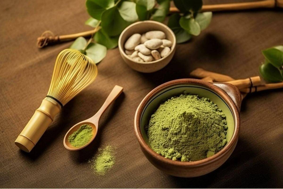 ilustrasi bubuk matcha