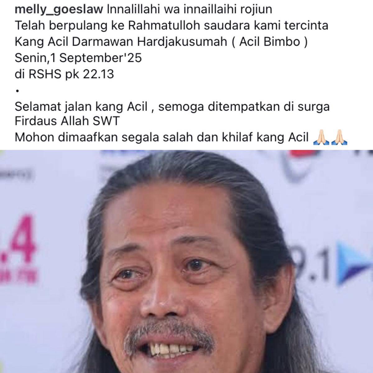 deretan artis sampaikan belasungkawa atas meninggalnya Acil Bimbo