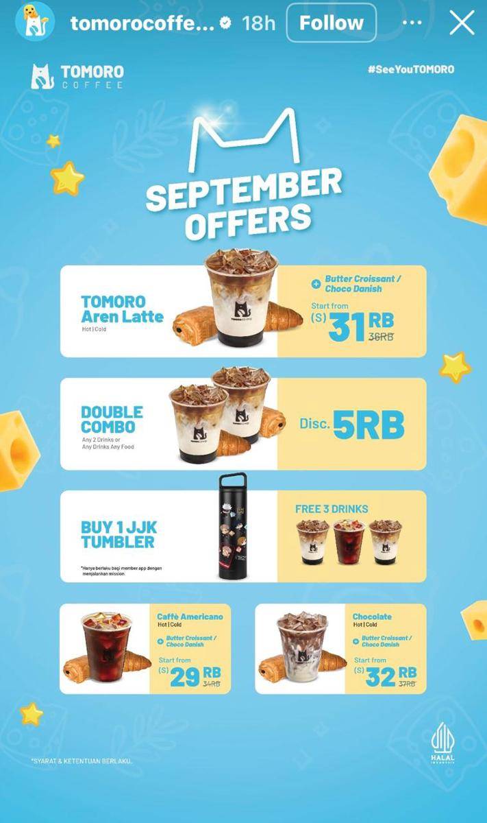 Promo Tomoro Coffee September 2025