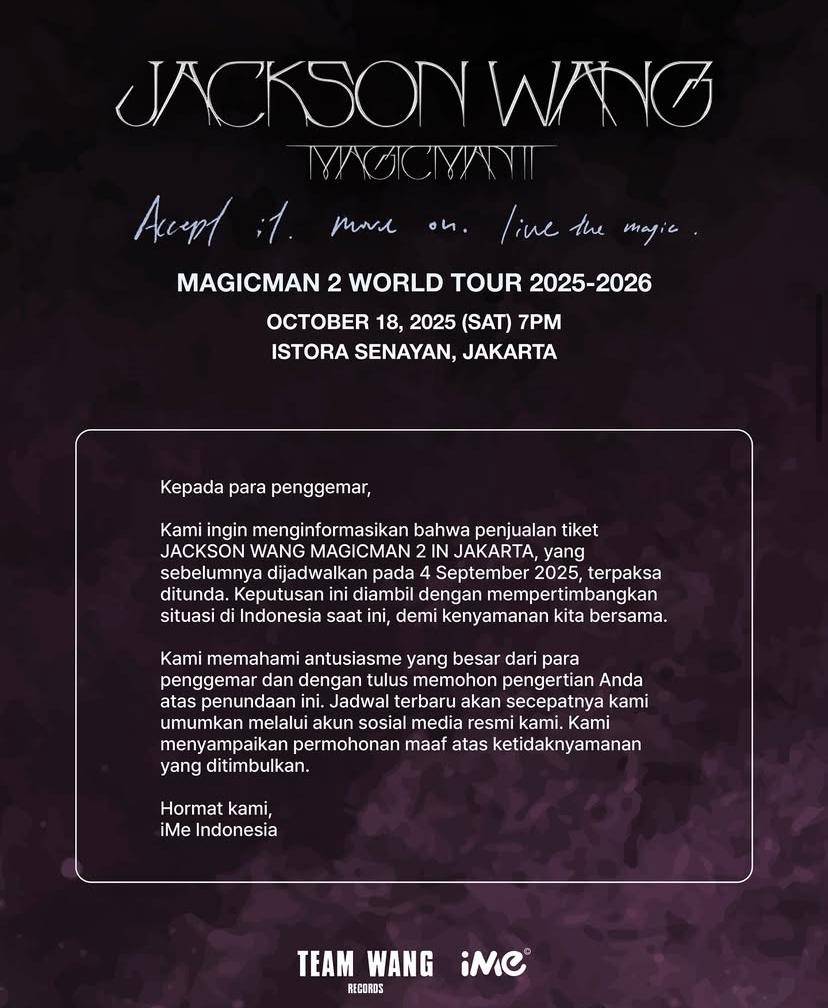Jackson Wang tunda penjualan tiket konser “MAGICMAN 2” di Jakarta