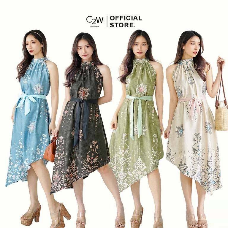 C2W Clothtowear Dress Batik Wanita All Size Satin Women's Clothes 640-CBP (shopee.co.id/C2W Clothtowear Official Store)