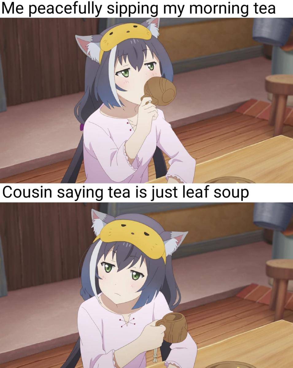 meme anime tentang minum teh (reddit.com/user/FaLL3N_StaR)