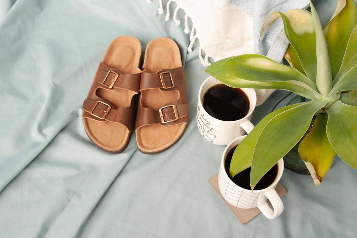 ilustrasi sandal slip on pria (pexels.com/Karen Laårk Boshoff)