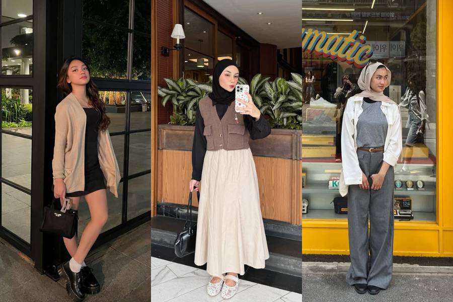 OOTD dengan knitwear (instagram.com/naura.ayu | adyaasyra | xavieraaputri)