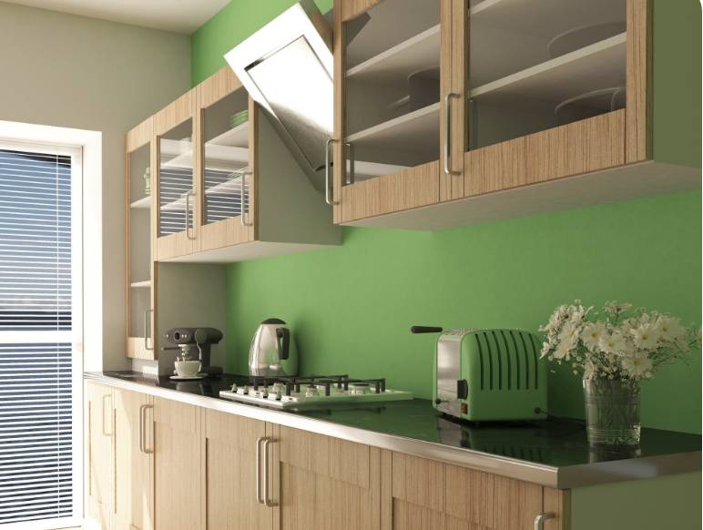 ilustrasi kitchen set dengan kabinet gantung (freepik.com/kjpargeter)