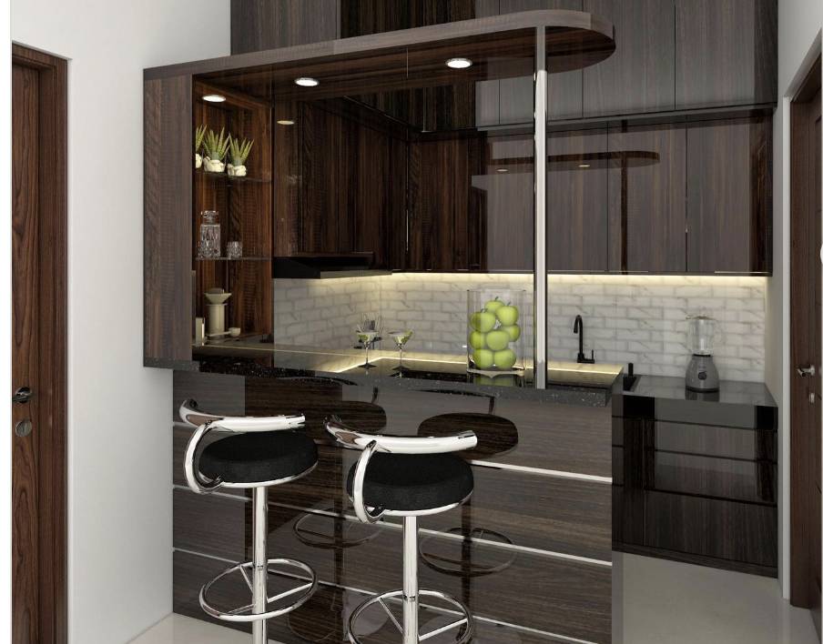 ilustrasi kitchen set dengan meja bar mini (instagram.com/gallery_dk_interior)