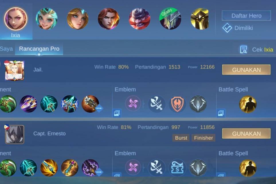 build pro player Ixia