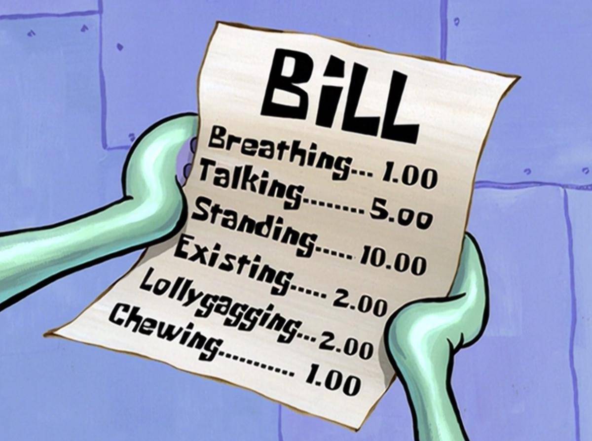 Tagihan Squidward di Krusty Krab