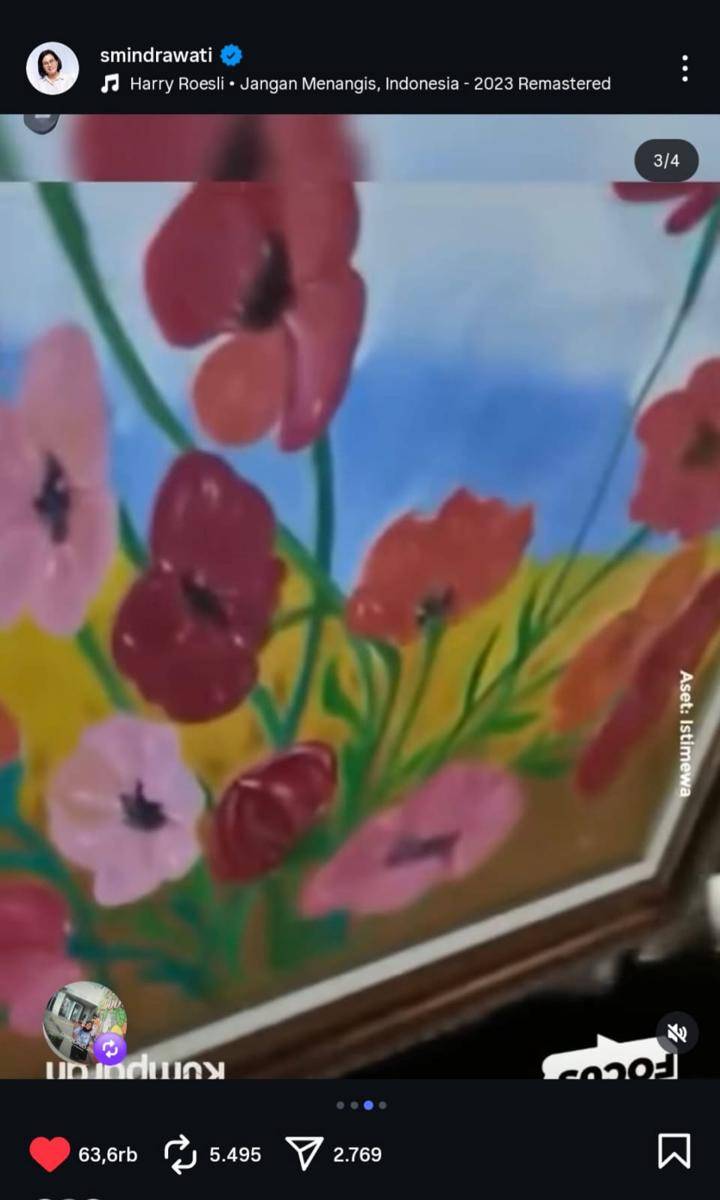 Sri Mulyani Kenang Lukisan Karya Pribadi yang Dijarah. (Dok/Instagram @smindrawati). 