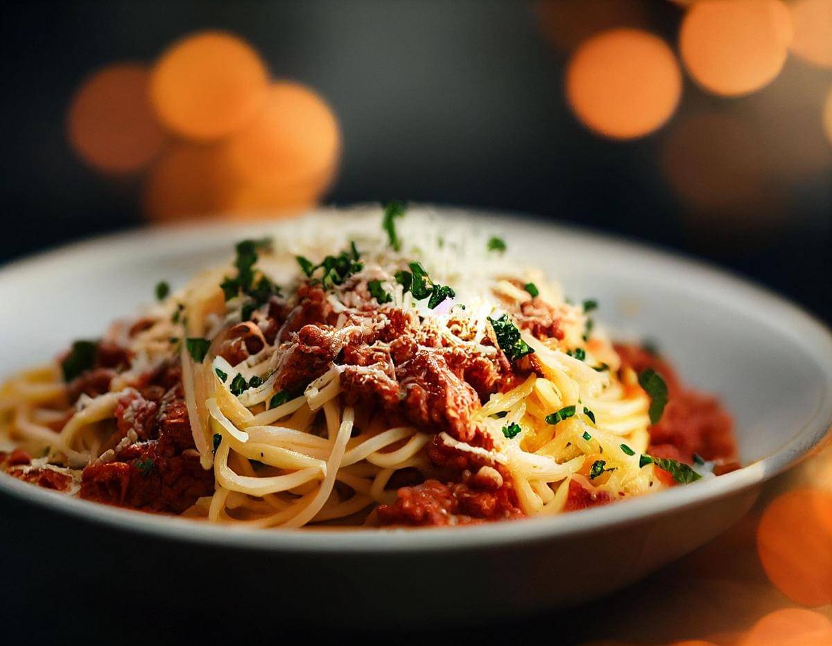 ilustrasi beef bolognese pasta 