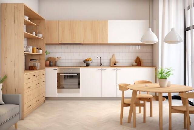 ilustrasi desain dapur japandi 