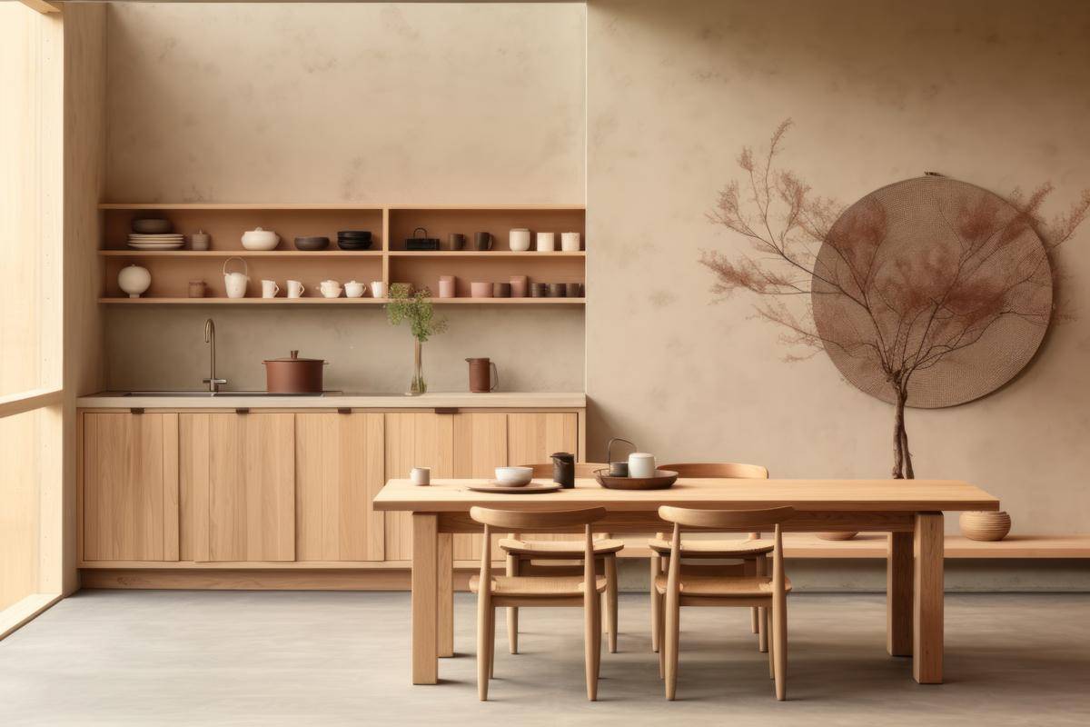 ilustrasi desain dapur japandi 