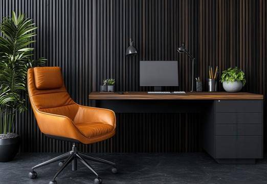 ilustrasi desain ruang kerja elegan gaya modern