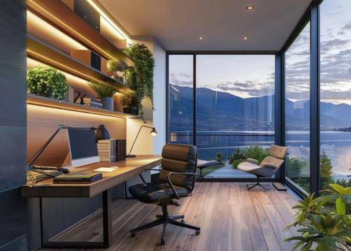 Ilustrasi desain ruang kerja modern 